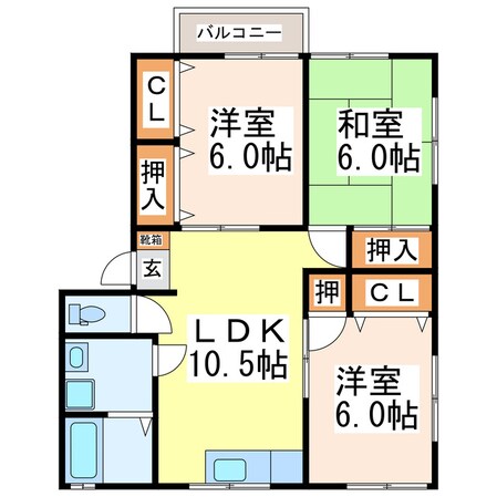 深田アパートⅡの物件間取画像